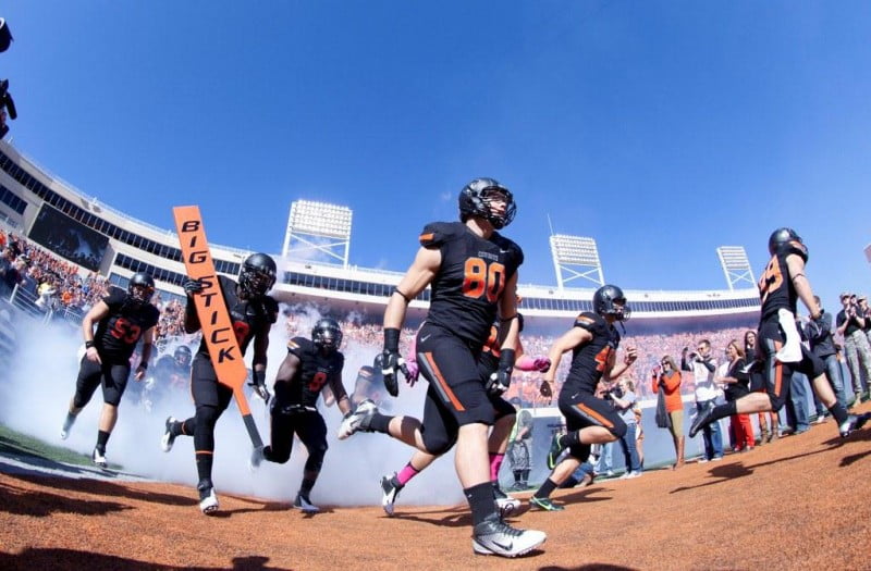 Oct 27 2012 Stillwater OK USA Oklahoma State Cowboys team takes the field before the game against the TCU Horned Frogs at Boone Pickens Stadium. Mandatory Credit Richard Rowe US PRESSWIRE