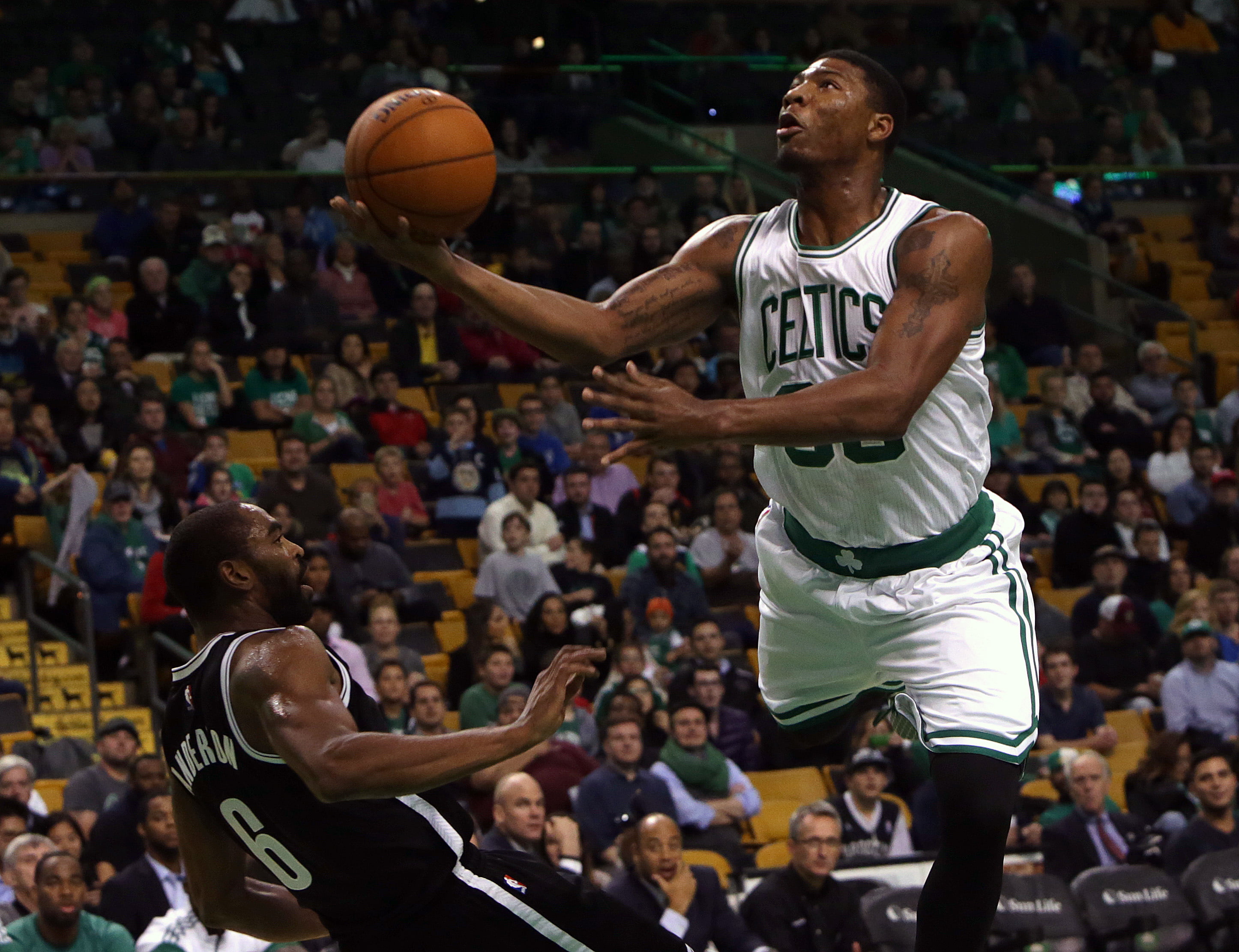 Marcus Smart drives to the bucket. (Getty Images)