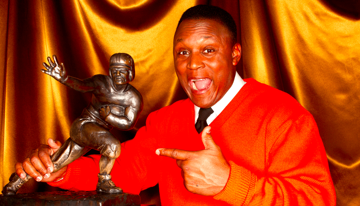 Barry Sanders and his trophy. (via EA Sports)