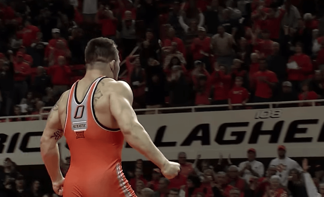 Kyle Crutchmyer won his match vs. Penn State earlier this year. (Via YouTube)
