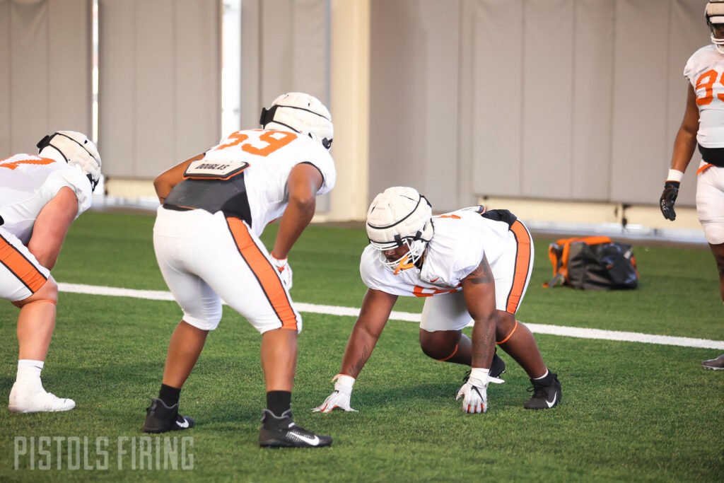 <div>Oklahoma State kicked off its second week of spring practice on Monday and the Cowboys wore pads for the first time. Pistols Firing photographer Devin Wilber was on hand to take in all the action. Here are some of the best shots from Monday’s practice. You can view the full gallery here.</div>