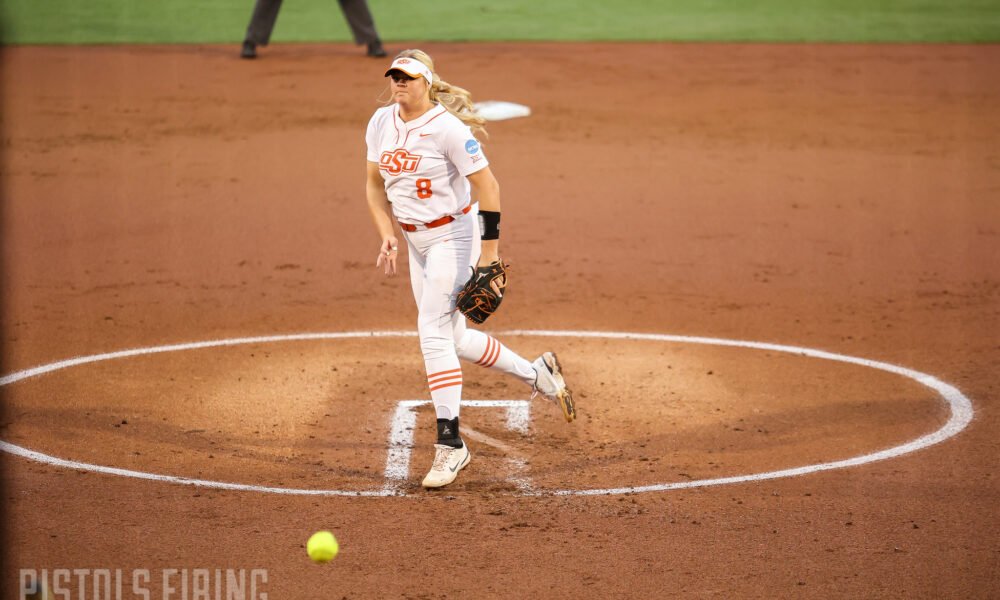 OSU Softball Cowgirls RunRule Utes to Stay Alive in WCWS Pistols Firing