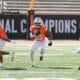 [Ayo Adeyi makes a play during OSU's 2026 spring game.]